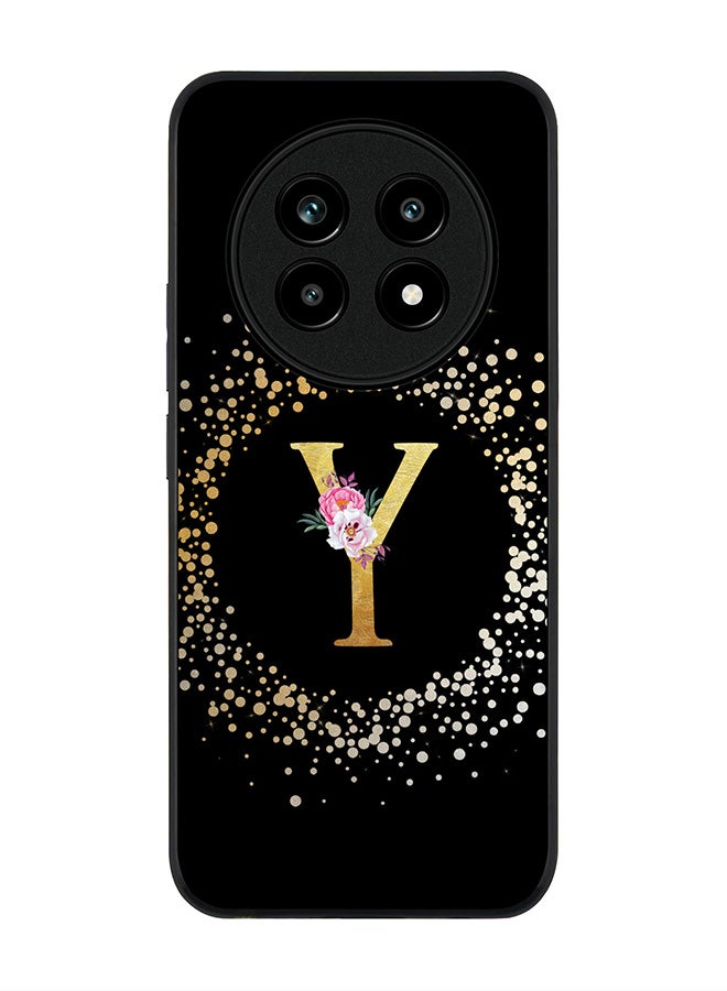For Realme 13 Pro / 13 Pro+ Case,Slim fit Camera Protection, Shockproof Thin Phone cover  - Custom Monogram Floral - Y ( Black )